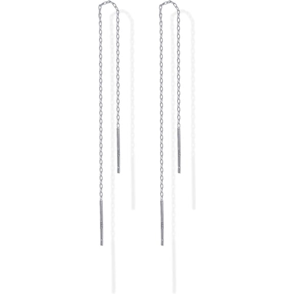 14K Gold Plated 925 Sterling Silver Post Threader Earrings for Women | Minimalist Gold Chain Earrings Double Piercings | Dangle Twist Wavy Earrings