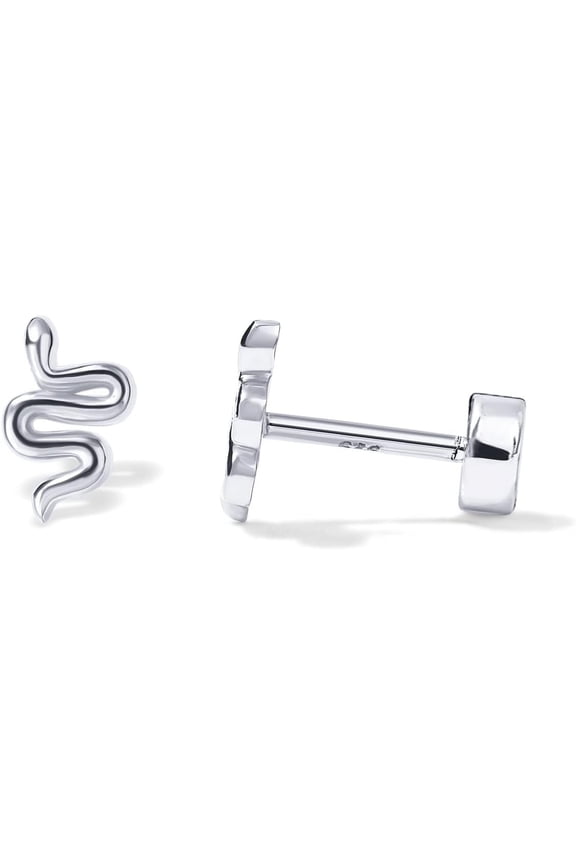 14K Gold Plated 925 Sterling Silver Posts Pair of Flat Back Stud Earrings for Women | Cartilage Helix Piercing | Heart Moon Snake Butterfly Earring