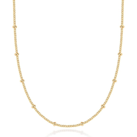 14K Gold Plated Adjustable Link Chain Necklace for Women | Box Rope Sphere Bead Serpentine Anchor Mariner Gold Chain Necklaces