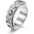 thumbnail image 1 of 14K Gold Plated Anti Anxiety Ring for Women Men Sun Star Moon Stainless Steel Fidget Ring Gold Spinner Ring Band with Black Box Packed, 1 of 7