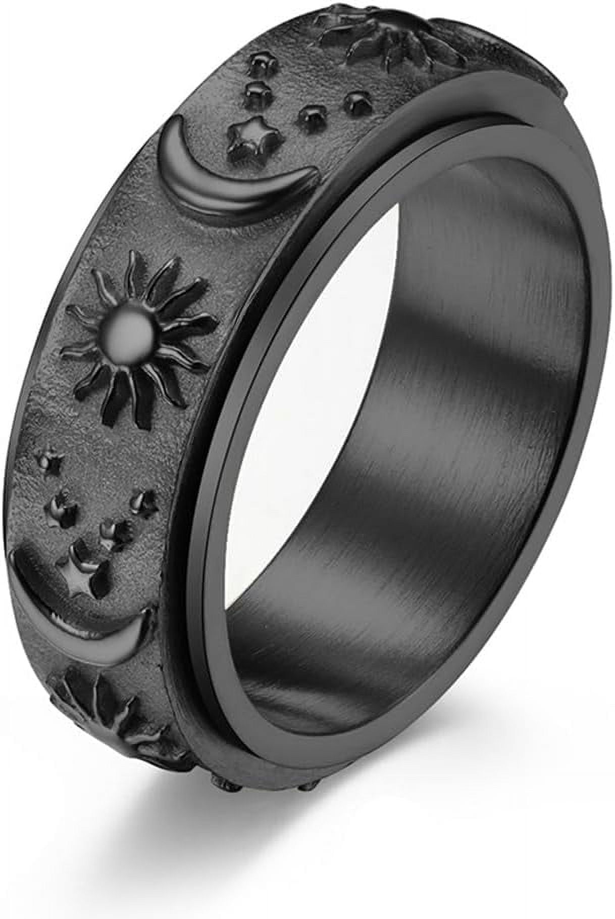 14K Gold Plated Anti Anxiety Ring for Women Men Sun Star Moon Stainless ...