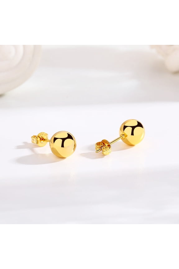 14K Gold Plated Ball Studs Earrings