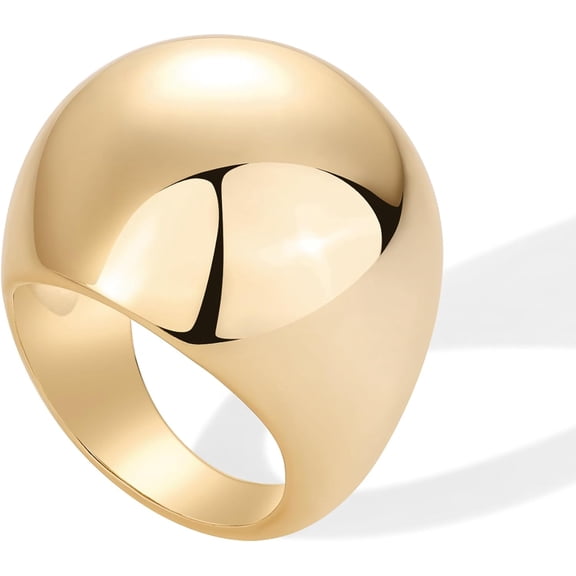 14K Gold Plated Chunky Domed Statement Ring for Women | Lightweight Trendy Sphere Rings | Statement Jewelry