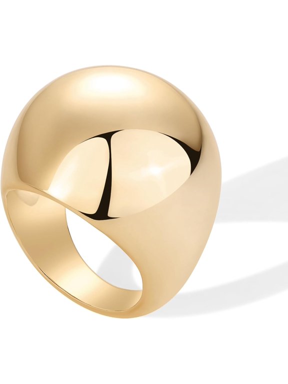 14K Gold Plated Chunky Domed Statement Ring for Women | Lightweight Trendy Sphere Rings | Statement Jewelry