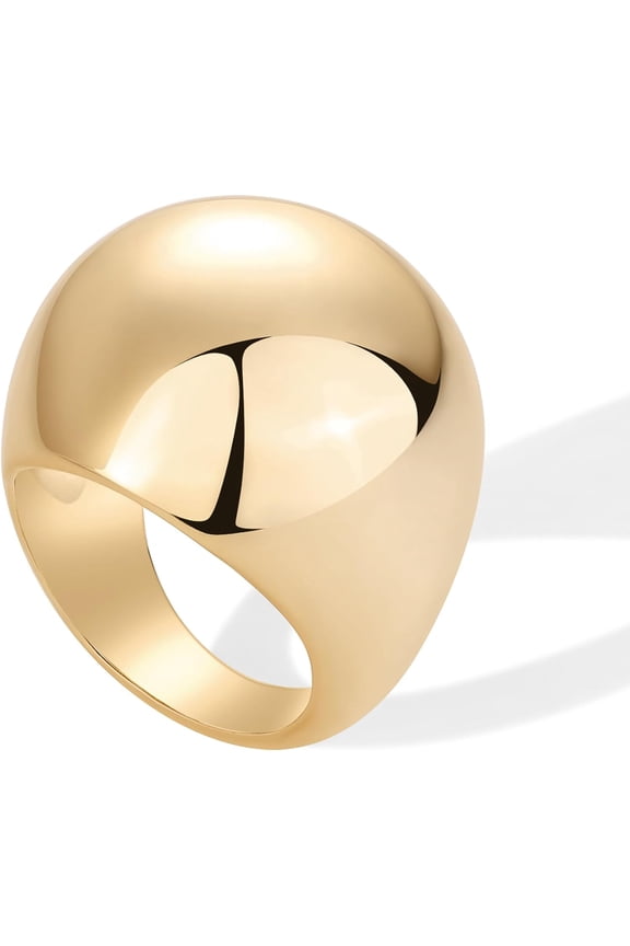 14K Gold Plated Chunky Domed Statement Ring for Women | Lightweight Trendy Sphere Rings | Statement Jewelry