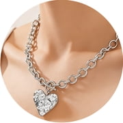 14K Gold Plated Chunky Heart Necklace for Women, Waterproof Non-Tarnish Hypoallergenic Bold Chain with Toggle Clasp, Statement Jewelry Gift for Her