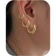 14K Gold Plated Chunky Hoop Earrings Sterling Silver Post Small