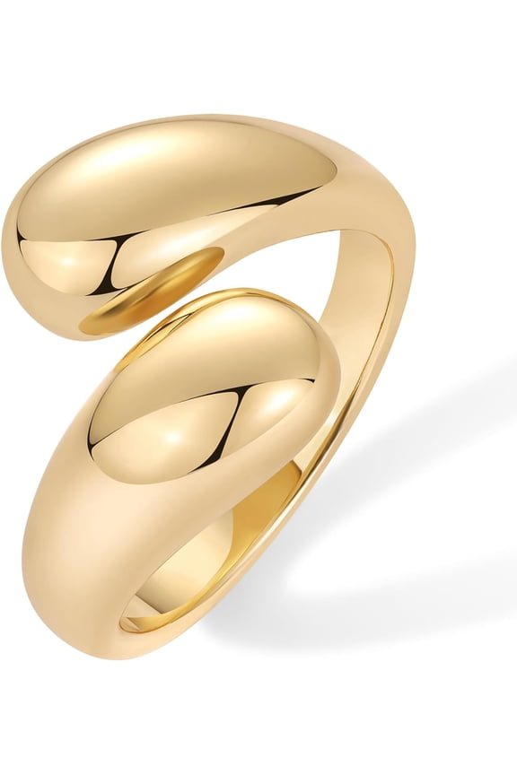 14K Gold Plated Chunky Open Twist Stackable Rings for Women | Bold Crossover Statement Ring Band