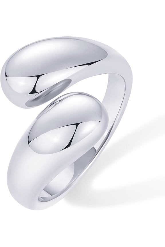 14K Gold Plated Chunky Open Twist Stackable Rings for Women | Bold Crossover Statement Ring Band