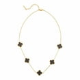 thumbnail image 1 of 14K Gold Plated Clover Necklace for Women - Flower Four Leaf Clover Bracelet - Onyx Gemstone Lucky Flower Design - Adjustable, 1 of 5