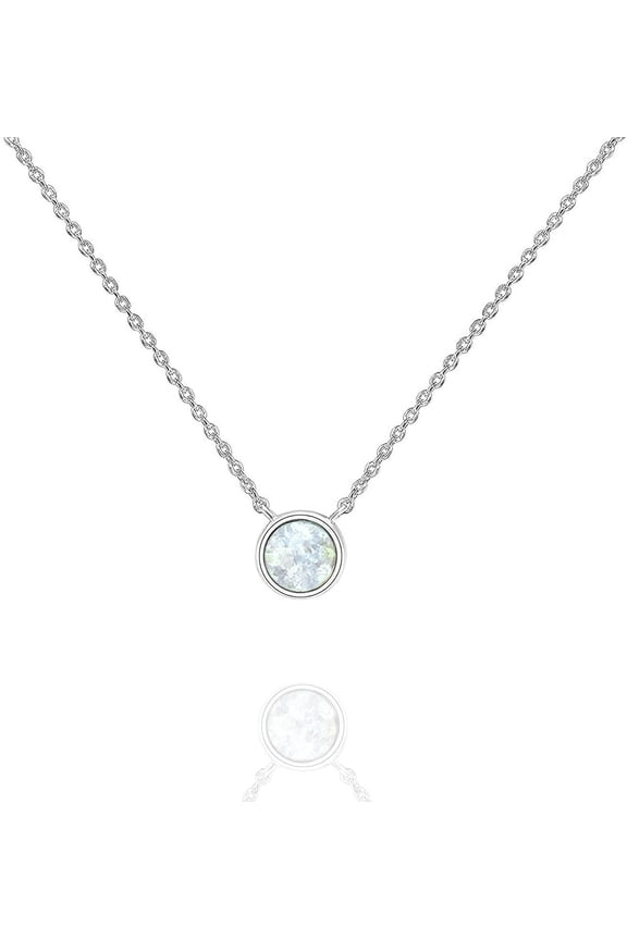 14K Gold Plated Created White Opal Necklace | Opal Necklaces for Women