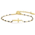 thumbnail image 1 of 14K Gold Plated Cross Beaded Bracelet for Women, Religious Faith Cross Adjustable Stainless Steel Bracelet Link Chain Bracelet Confirmation Jewelry Gifts for Women, 1 of 6