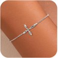 thumbnail image 1 of 14K Gold Plated Cross Bracelets for Women Mother Daughter 925 Sterling Silver Diamond Cubic Zirconia Link Chain Bracelet Stack Friendship Charm Bracelet Christian Jewelry Christmas Gifts, 1 of 6
