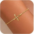 thumbnail image 1 of 14K Gold Plated Cross Bracelets for Women Mother Daughter 925 Sterling Silver Diamond Cubic Zirconia Link Chain Bracelet Stack Friendship Charm Bracelet Christian Jewelry Christmas Gifts, 1 of 9