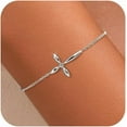 thumbnail image 1 of 14K Gold Plated Cross Bracelets for Women Mother Daughter 925 Sterling Silver Diamond Cubic Zirconia Link Chain Bracelet Stack Friendship Charm Bracelet Christian Jewelry Christmas Gifts, 1 of 6