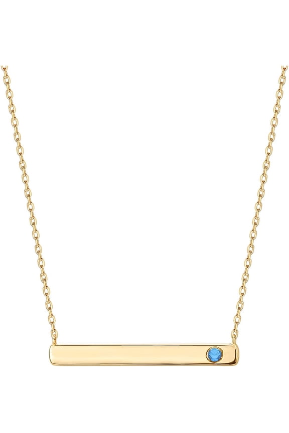 14K Gold Plated Crystal Birthstone Bar Necklace | Dainty Necklace | Gold Necklaces for Women |