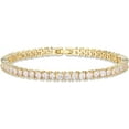 thumbnail image 1 of 14K Gold Plated Cubic Zirconia Classic Tennis Bracelet | Gold Bracelets for Women | 4mm CZ, Size 6.5-7.5 Inch, 1 of 2