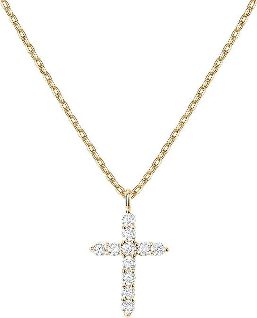 MRSXXNTY 14K Gold Plated Cubic Zirconia Cross Necklace for Women | Cross Faith Pendant Necklaces