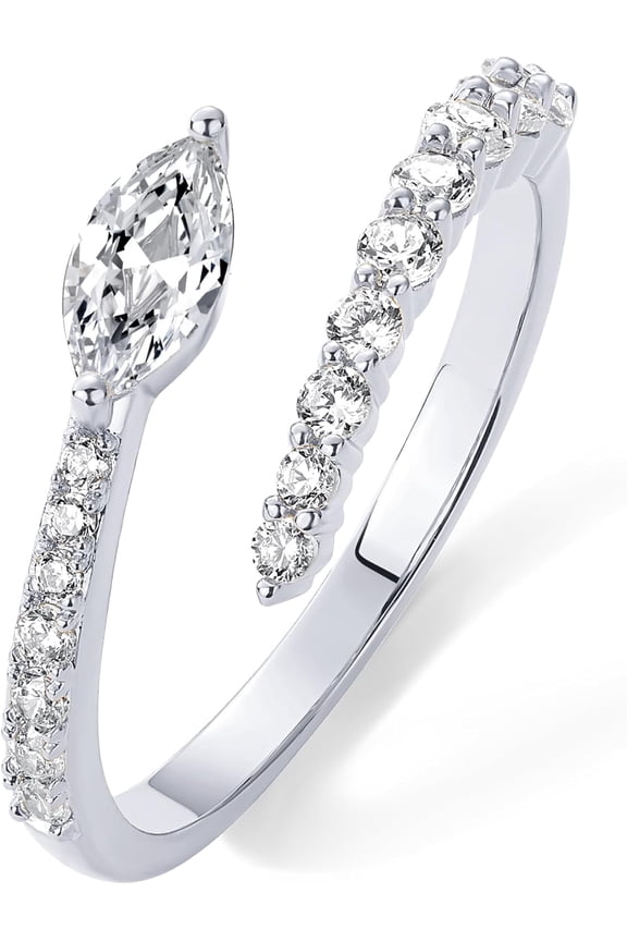 14K Gold Plated Cubic Zirconia Crossover Stackable Ring for Women | Marquise CZ Open Twist Eternity Band