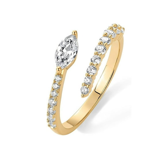 14K Gold Plated Cubic Zirconia Crossover Stackable Ring for Women | Marquise  Open Twist Eternity Band