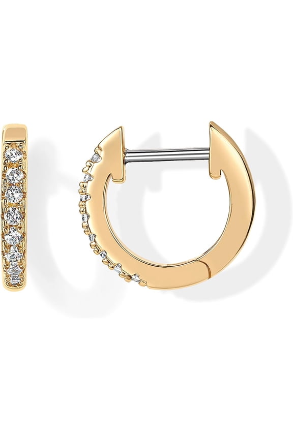 14K Gold Plated Cubic Zirconia Cuff Earrings Huggie Stud