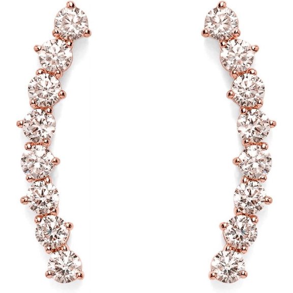 14K Gold Plated Cubic Zirconia Ear Crawler Earrings - Faux Diamond Arrow Ear Climber Fashion Earrings in Rose Gold, White Gold and Yellow Gold