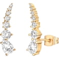 thumbnail image 1 of 14K Gold Plated Cubic Zirconia Ear Crawler Earrings - Faux Diamond Arrow Ear Climber Fashion Earrings in Rose Gold, White Gold and Yellow Gold, 1 of 2