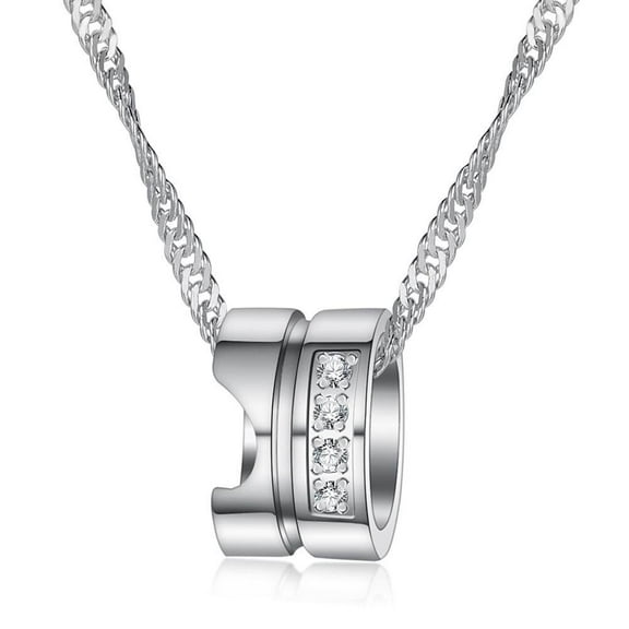 14K Gold Plated Cubic Zirconia Rondelle Pendant Necklace for Women | Two-Toned Dainty CZ Necklaces