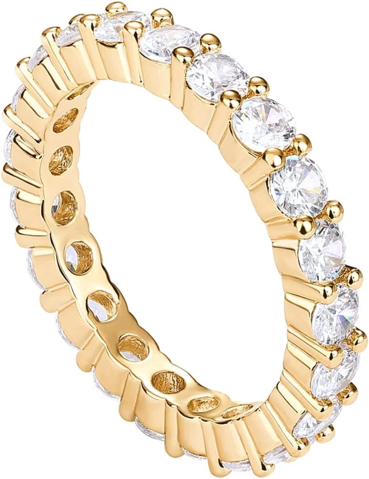 14K Gold Plated Cubic Zirconia Stackable Eternity Ring | 3.0mm Eternity ...