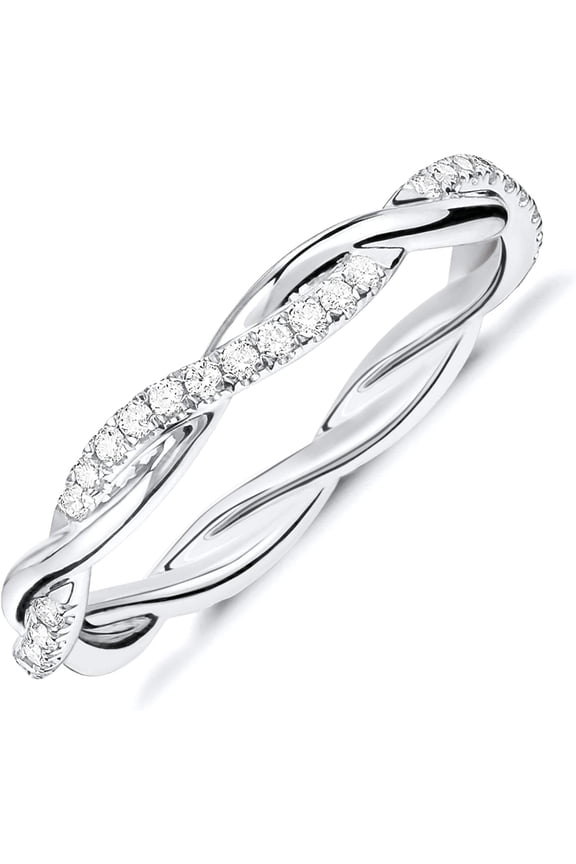 14K Gold Plated Cubic Zirconia Twisted Rope Eternity Band for Women