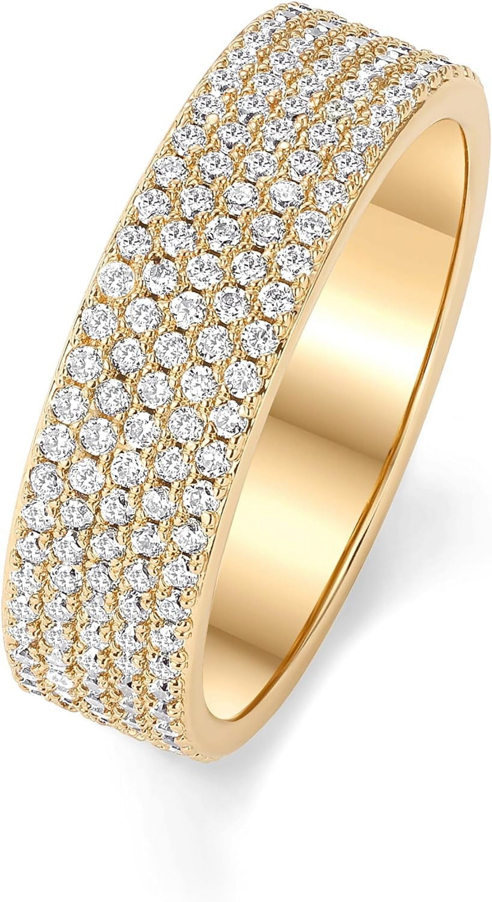14K Gold Plated Cubic Zirconia Wide Eternity Statement Rings | CZ ...