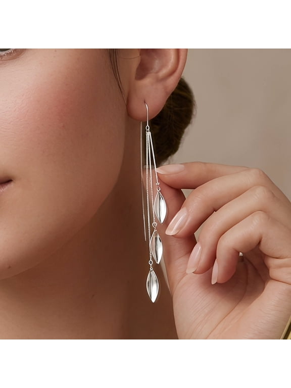 14K Gold Plated Dangle Earrings for Women, Dainty Tassel Drop & Snake Chain Threader Earrings, Hypoallergenic Fashion Jewelry