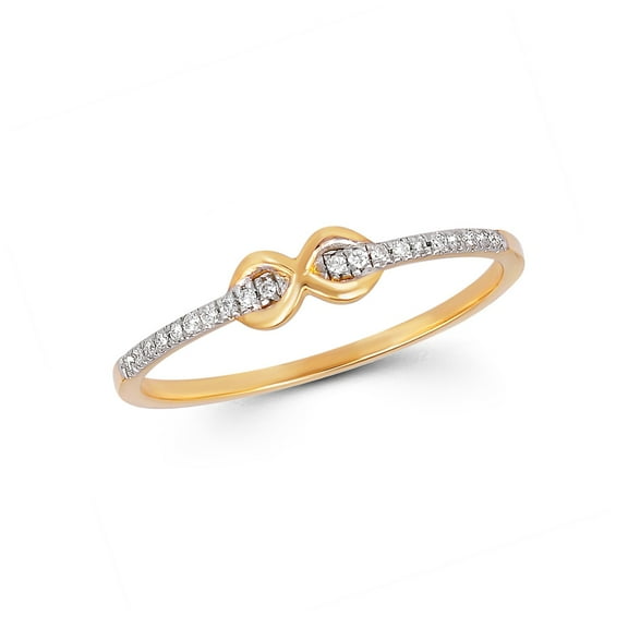 14K Gold Plated Diamond Infinity Band Ring in 925 Sterling Silver – Symbolic Dainty Promise Ring for Women