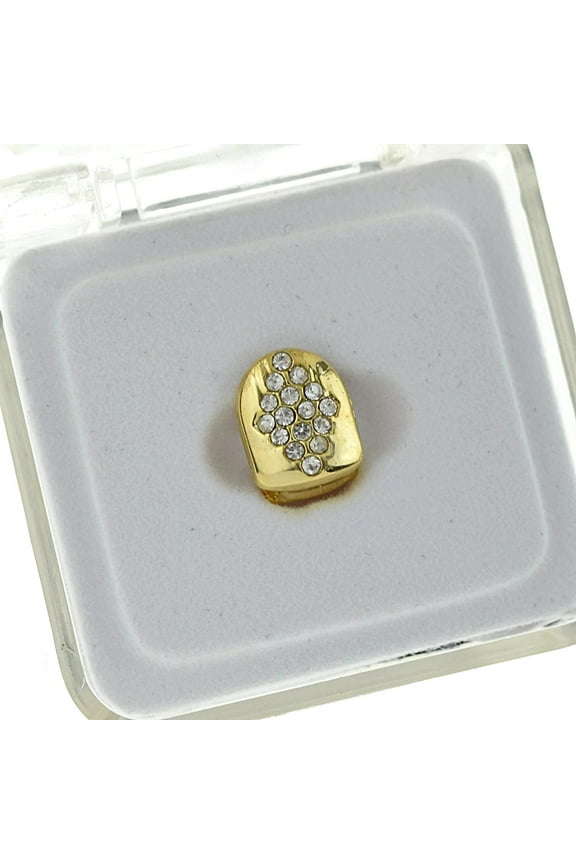 14K Gold Plated Diamond-Shape One Tooth Grillz Cap 1 Single Hip Hop Grill Slug