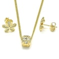 thumbnail image 1 of 14K Gold Plated Earring & Pendant Set Flower Design / White Cz & 18" Chain M1, 1 of 1