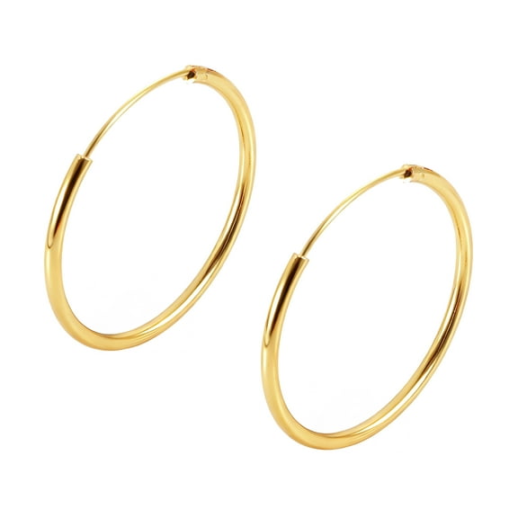 14K Gold Plated Endless Hoop Earrings-(30mm)
