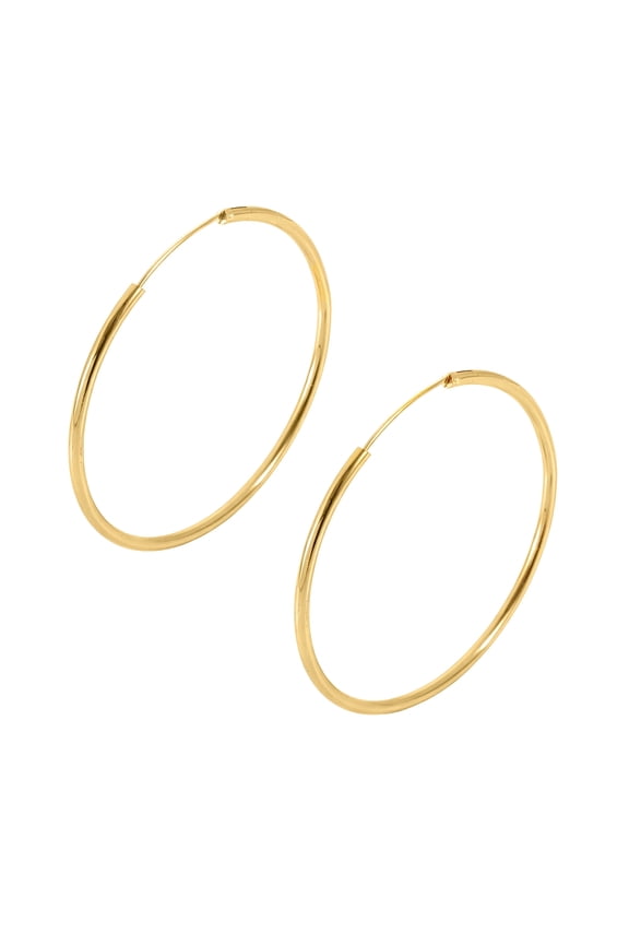 14K Gold Plated Endless Hoop Earrings-(50mm)