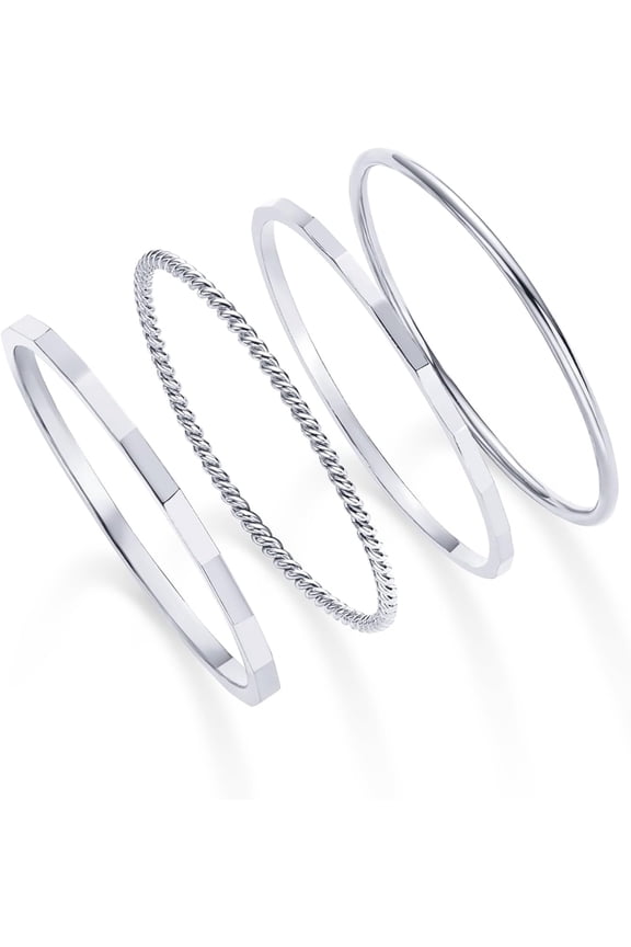 14K Gold Plated Four Pieces Thin Rings Set for Women | 4 Dainty Stacking Rings Pack | Minimalist Stackable Bands