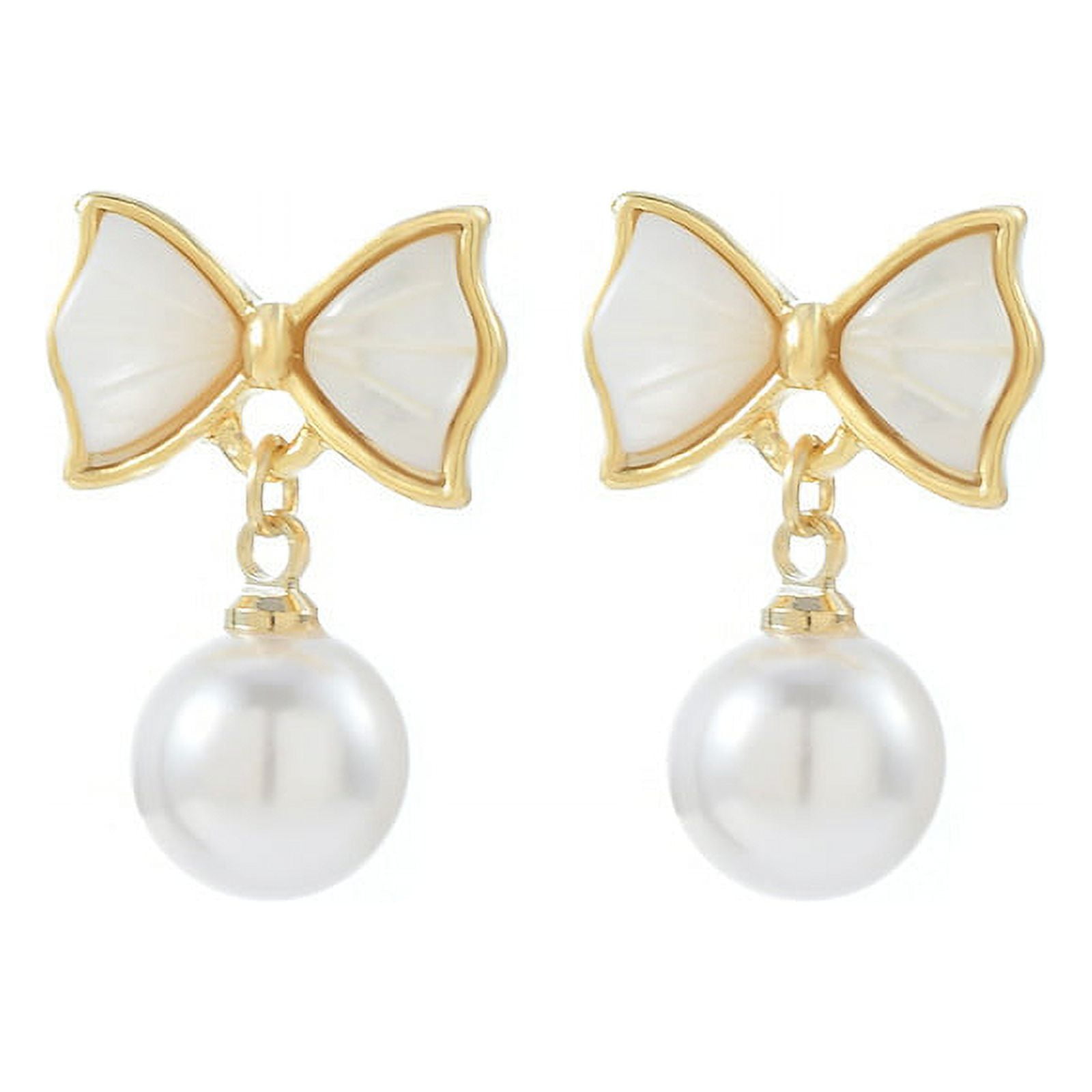 AIDAIL 14K Gold Plated Freshwater Cultured Pearl Stud Earrings | Pearl Earrings for Girl&Women