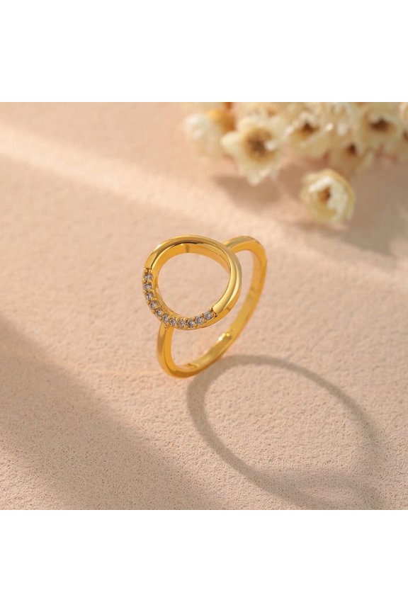 14K Gold - Plated Full Diamond White Zircon Eternity Ring - Timeless Elegance (Size 7)(D)