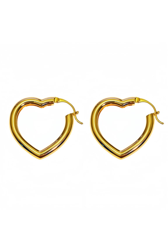14K Gold Plated Heart Hoop Earrings for Women, Lightweight and Hypoallergenic Earrings
