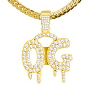 14K Gold Plated Hip Hop Iced Rapper Dripping O.G Pendant 24 Miami Cuban Chain Necklace MCP 1301 G