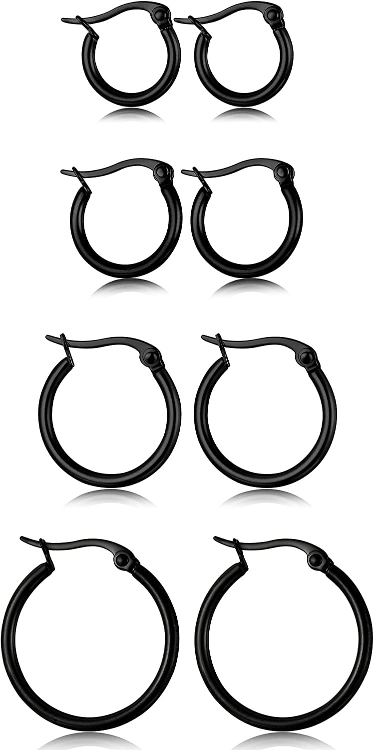 14K Gold Plated Hoop Earrings - 4 Pairs Sterling Silver Post Small ...