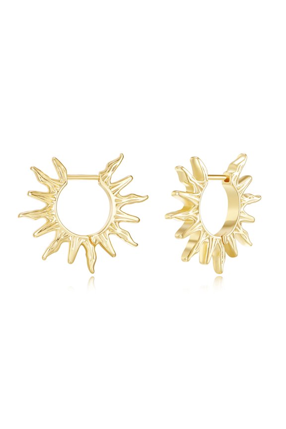 14K Gold Plated Hoop Earrings Gold Trendy Spike Hoop Earrings Huggie Hypoallergenic Jewelry Gifts for Women