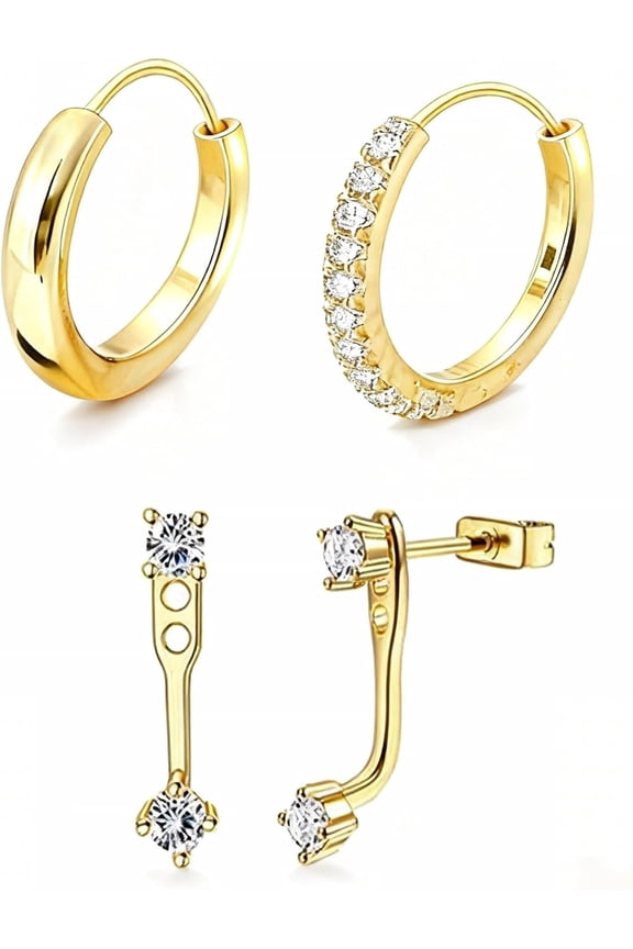 14K Gold Plated Hoop Earrings Set for Women Hypoallergenic Multiple Piercing Cartilage Stackes Earrings Fashion Accessories Jewelry Gifts[y468]