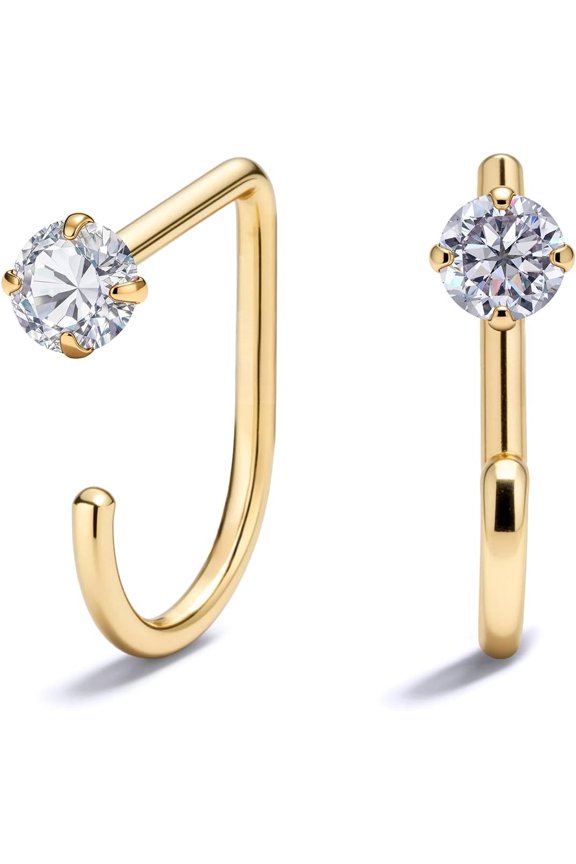 14K Gold Plated Huggie Half Hoop Earrings — Sleep-Friendly Poke-Free Hypoallergenic Stackable Earring — Comfortable & All Day Wear