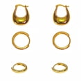 thumbnail image 1 of 14K Gold Plated Huggie Hoop Earrings,Cartilage Earring for Sensitive Ears Hypoallergenic Lightweight 3Pairs, 1 of 9