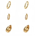 thumbnail image 1 of 14K Gold Plated Huggie Hoop Earrings Set,Hypoallergenic Heart Earrings for Women,Gifts for Mom 3 Pairs, 1 of 8