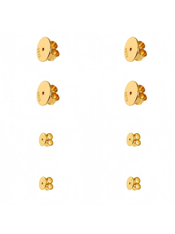 14K Gold Plated Copper Hypoallergenic Earring Backs Replacement - 4 Pairs