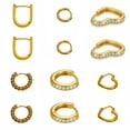 thumbnail image 1 of 14K Gold Plated Hypoallergenic Small Hoop Earrings Set, Zircon Heart Chunky Stackable Earrings for Women Gifts for Mom, 1 of 10